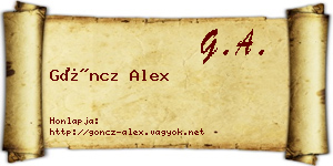 Göncz Alex névjegykártya